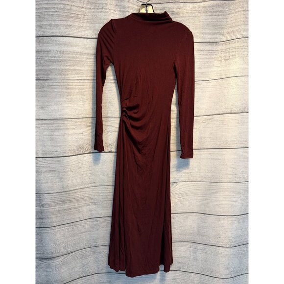 Commense Bodycon Asymmetrical Neck Long Sleeve Ruched Maxi Dress Size XS - Picture 1 of 3